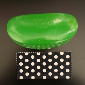 Kate Spade Bright Green Eyewear Case with Polka Dot Cloth